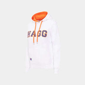 Hagg - Sweat à capuche femme blanc/ orange/ bleu roi | - Ohlala