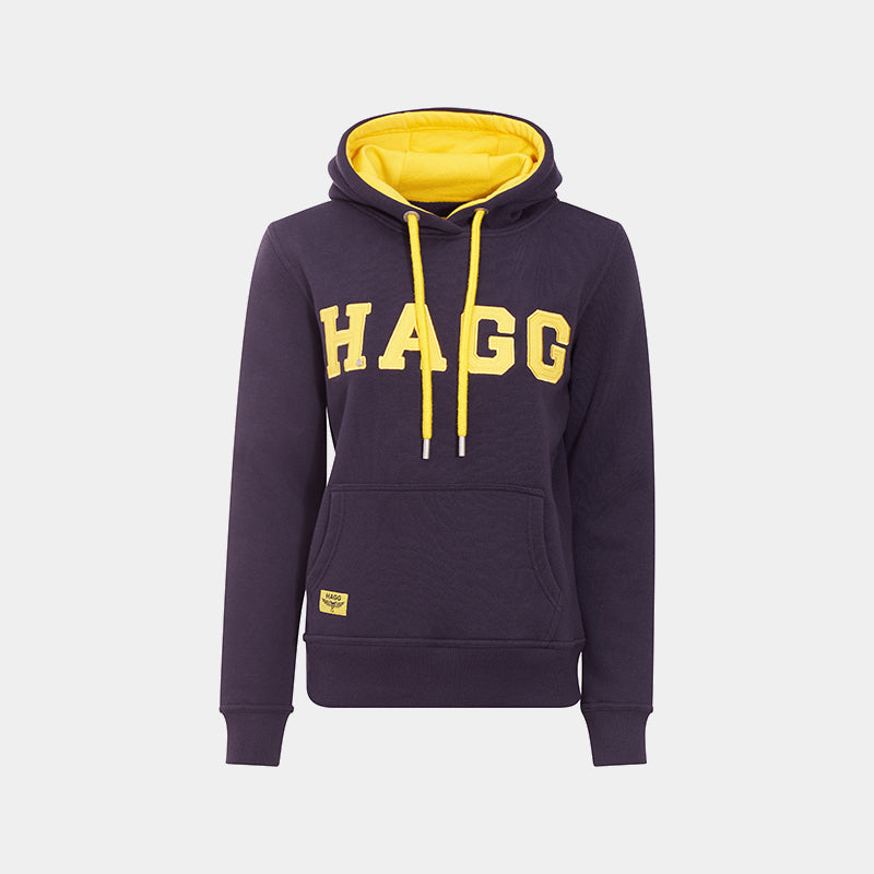 Hagg - Sweat à capuche femme marine/ jaune | - Ohlala