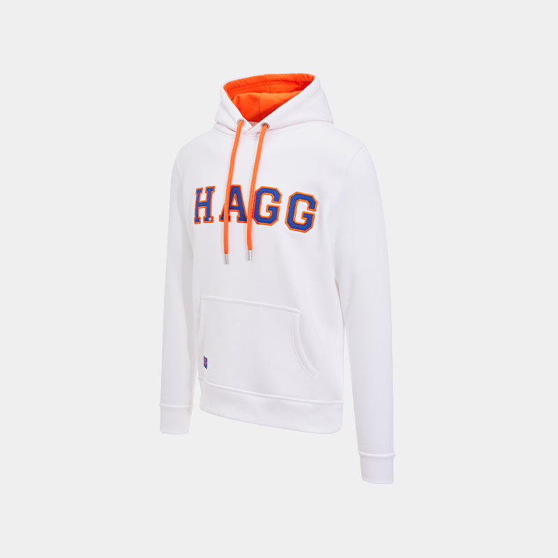 Hagg - Sweat à capuche homme blanc/ orange/ bleu roi | - Ohlala