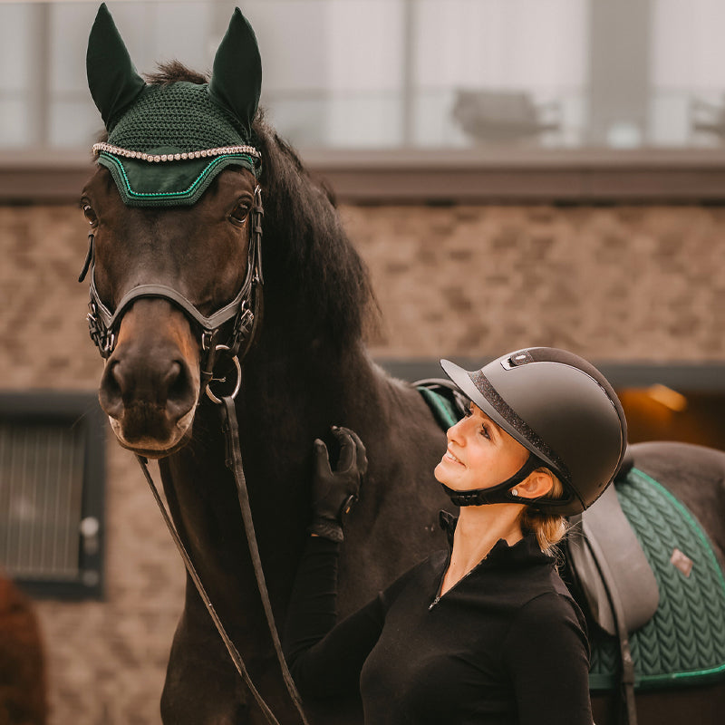 Kentucky Horsewear - Bonnet Wellington Velvet pearls vert sapin | - Ohlala