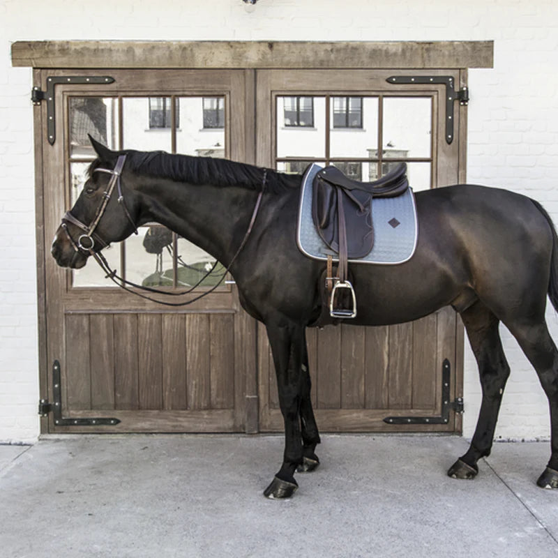 Kentucky Horsewear - Tapis de selle classic cuir dressage dusty blue | - Ohlala