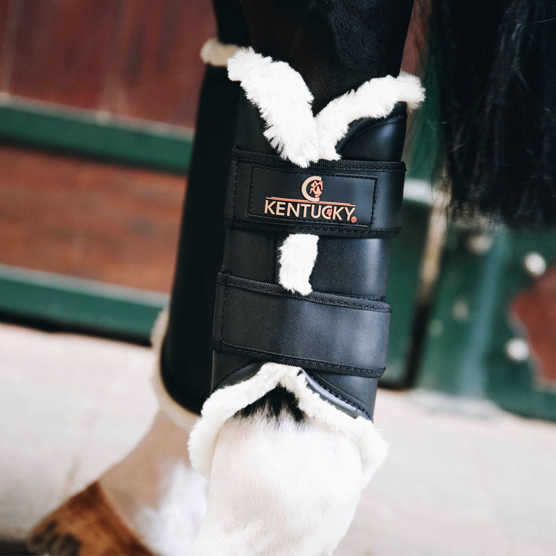 Kentucky Horsewear - Guêtres cheval Turn Out cuir postérieurs noir | - Ohlala
