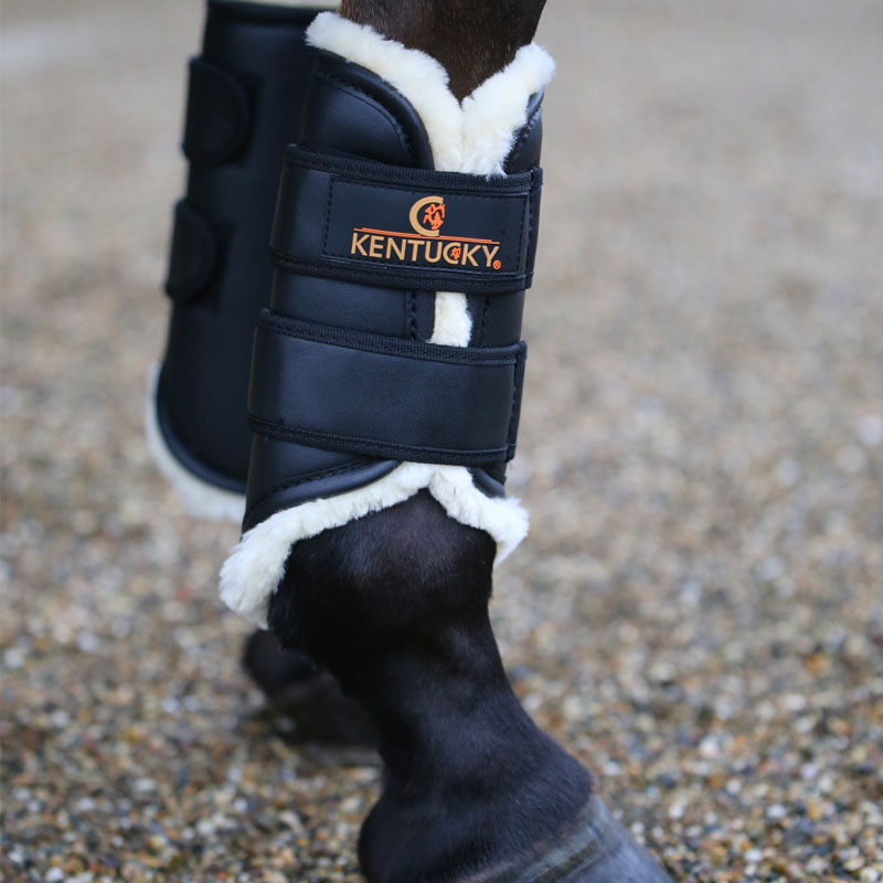 Kentucky Horsewear - Guêtres cheval Turn Out cuir antérieurs noir | - Ohlala